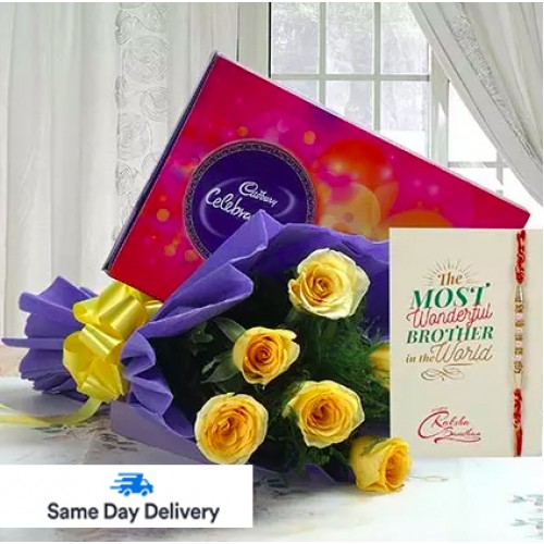Rakhi Celebrations with yellow Roses